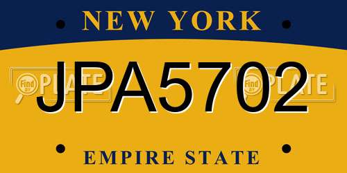 JPA5702 New York License Plate
