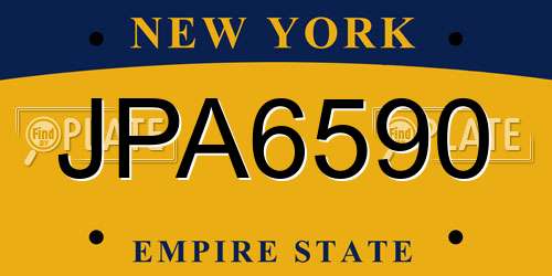 JPA6590 New York License Plate