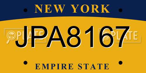 JPA8167 New York License Plate