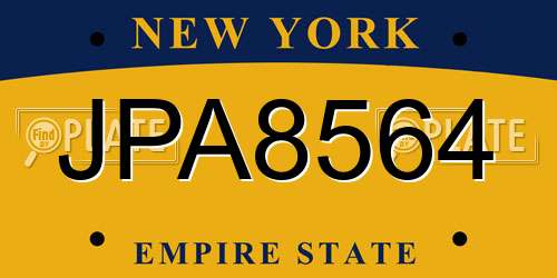JPA8564 New York License Plate
