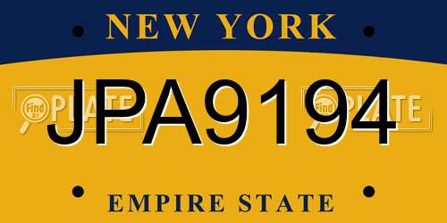 JPA9194 New York License Plate