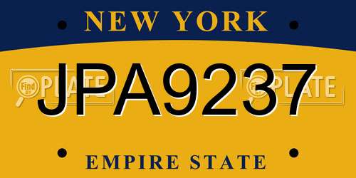 JPA9237 New York License Plate