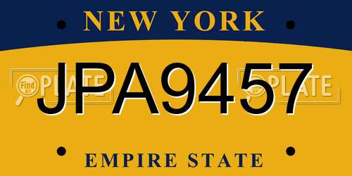 JPA9457 New York License Plate