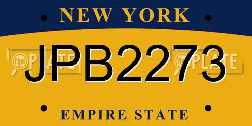 JPB2273 New York License Plate