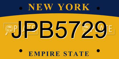 JPB5729 New York License Plate