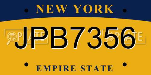 JPB7356 New York License Plate