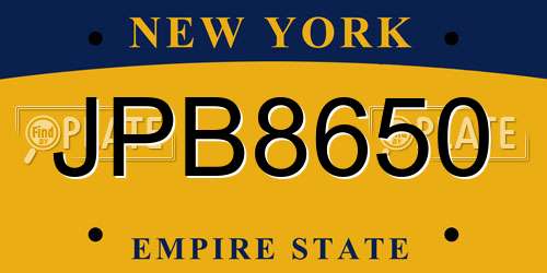 JPB8650 New York License Plate