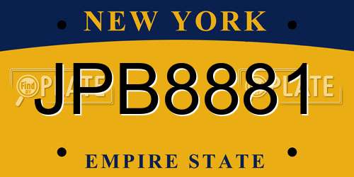 JPB8881 New York License Plate