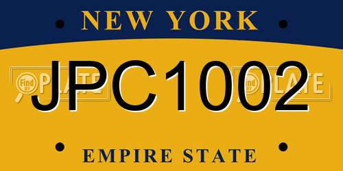 JPC1002 New York License Plate