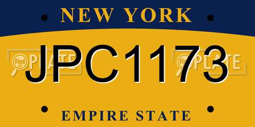 JPC1173 New York License Plate