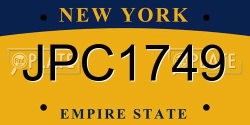 JPC1749 New York License Plate