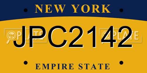 JPC2142 New York License Plate