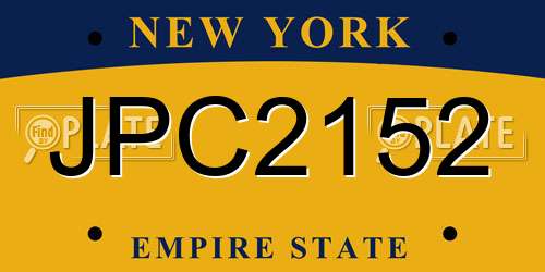JPC2152 New York License Plate