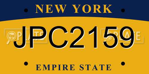JPC2159 New York License Plate