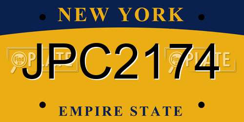 JPC2174 New York License Plate