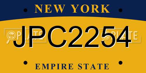 JPC2254 New York License Plate