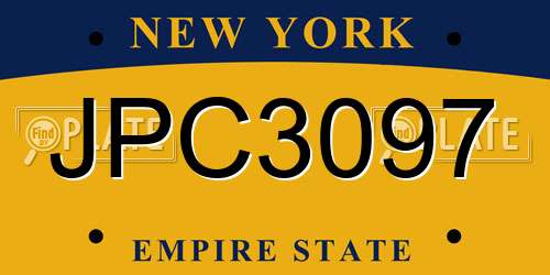 JPC3097 New York License Plate