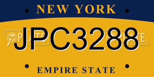 JPC3288 New York License Plate