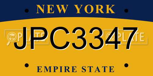 JPC3347 New York License Plate