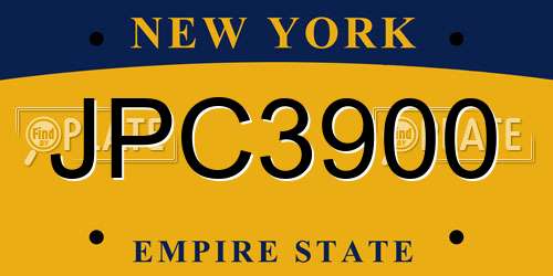 JPC3900 New York License Plate
