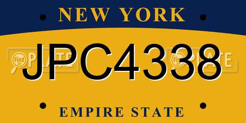 JPC4338 New York License Plate