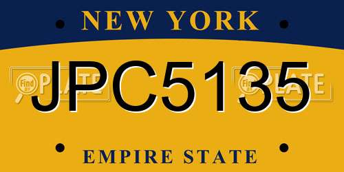JPC5135 New York License Plate