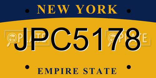 JPC5178 New York License Plate