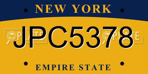 JPC5378 New York License Plate