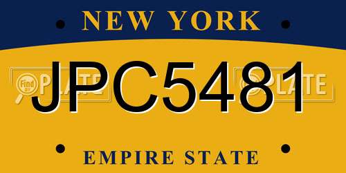 JPC5481 New York License Plate