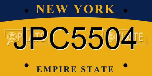 JPC5504 New York License Plate