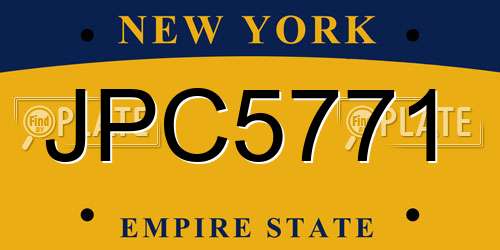 JPC5771 New York License Plate