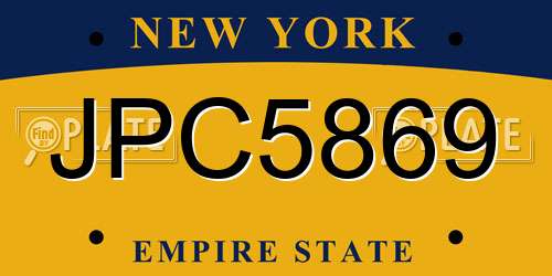 JPC5869 New York License Plate