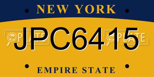 JPC6415 New York License Plate