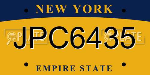 JPC6435 New York License Plate