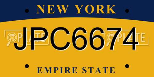 JPC6674 New York License Plate