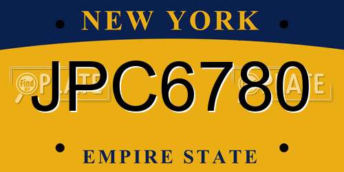 JPC6780 New York License Plate