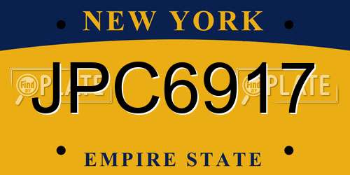 JPC6917 New York License Plate