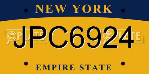 JPC6924 New York License Plate