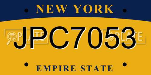 JPC7053 New York License Plate