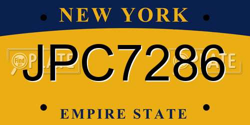 JPC7286 New York License Plate