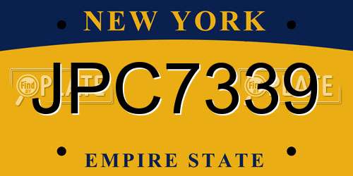 JPC7339 New York License Plate