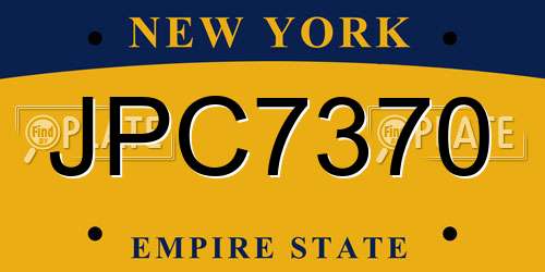 JPC7370 New York License Plate