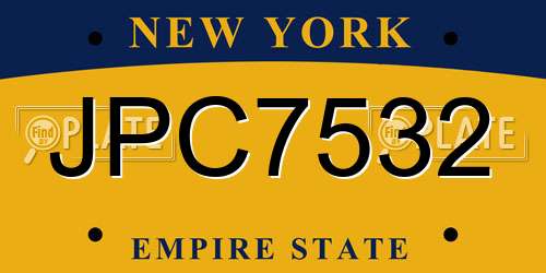 JPC7532 New York License Plate