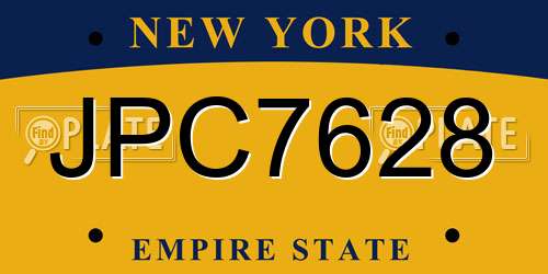 JPC7628 New York License Plate