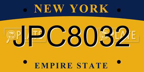 JPC8032 New York License Plate