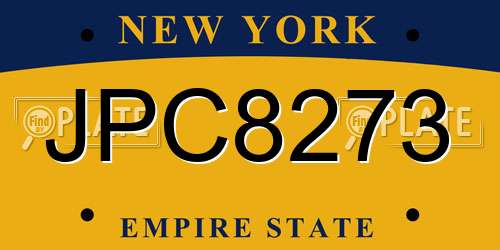 JPC8273 New York License Plate