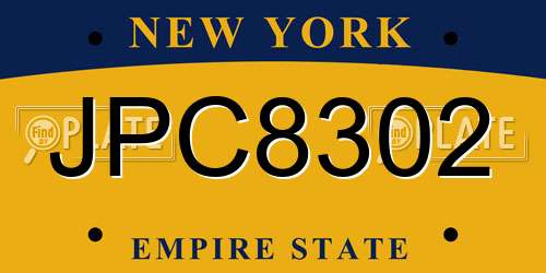 JPC8302 New York License Plate