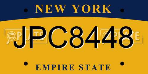 JPC8448 New York License Plate