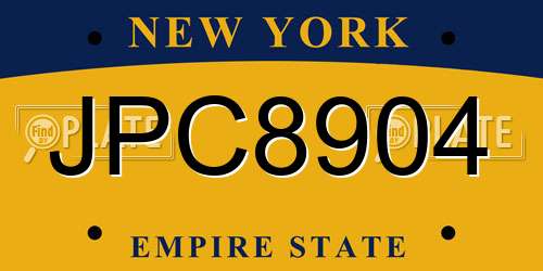 JPC8904 New York License Plate