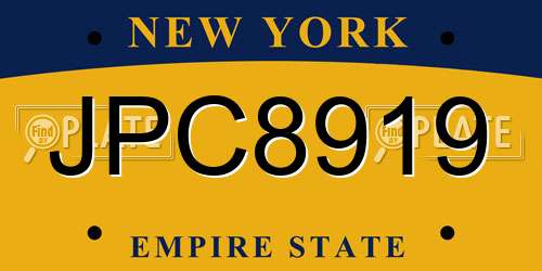 JPC8919 New York License Plate